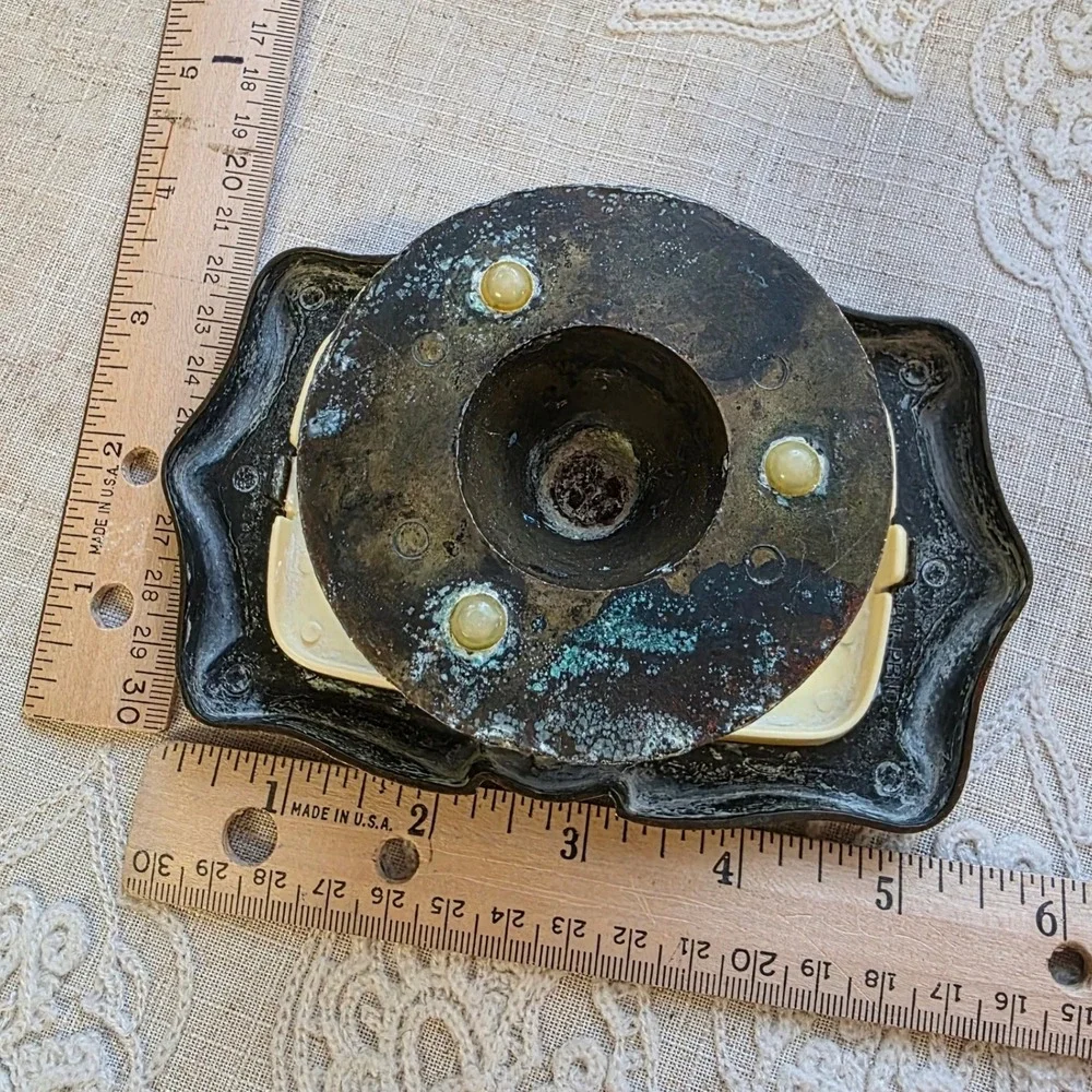 Vintage Amerock Carriage Metal Soap Dish Holders Antique Brass Brutalist MCM